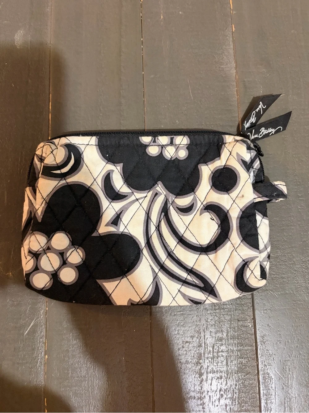 Vera Bradley Black & White Quilted Cosmetic Pouch - Stylish Women's Bag